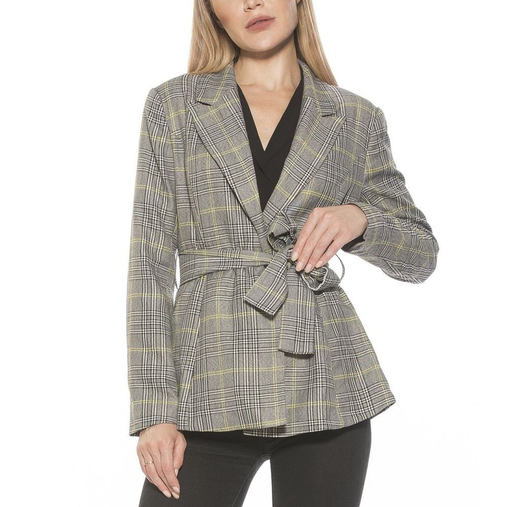 Alexia Admor Black Plaid Blazer Size 2 Business Casual